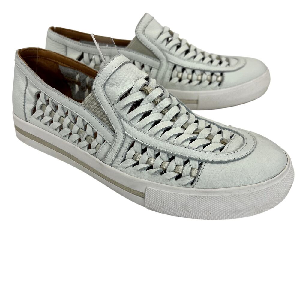L'Amour Des Pieds Karsha Woven Leather Slip On Sneaker 8 White